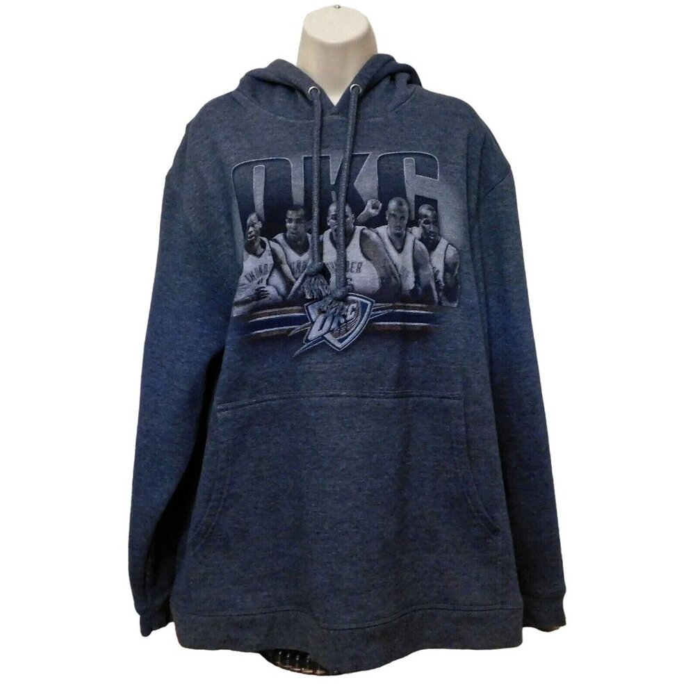 Kevin Durant OKC Oklahoma City Thunder Basketball Hooded Sweatshirt XL Gray LS